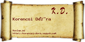 Korencsi Dóra névjegykártya